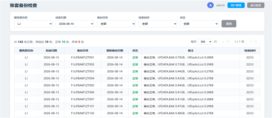 AI机器人定时自动检查U8账套备份